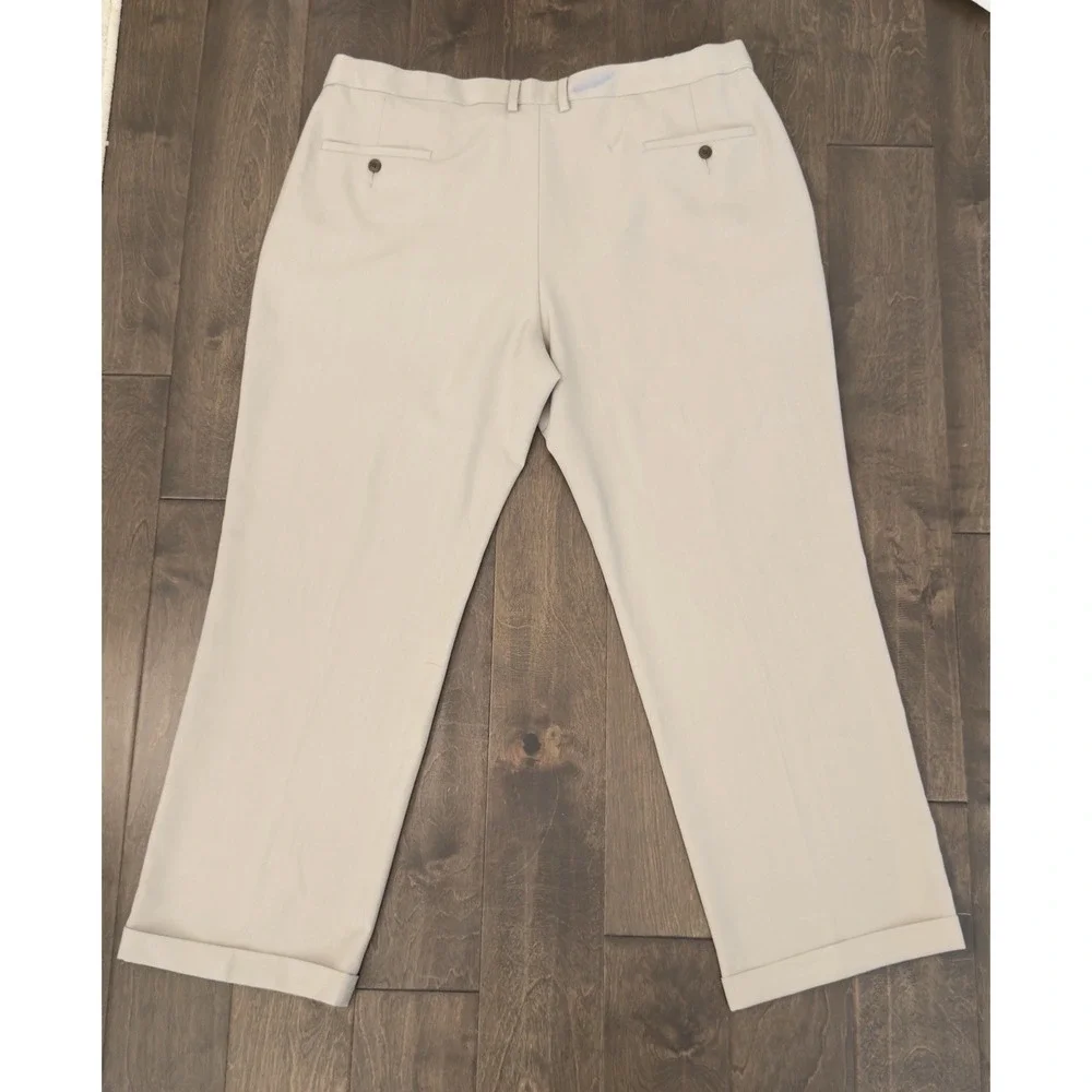 Haggar Repreve Tan Beige Pleated Pants Men's 42X30‎ Classic Fit Expandable Waist